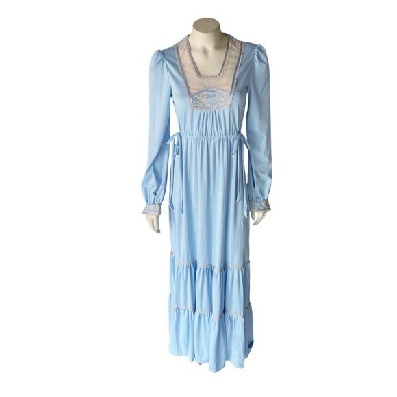Jody T of California Sky Blue Prairie Boho Maxi Dress 70s Size 9 - Picture 3 of 13